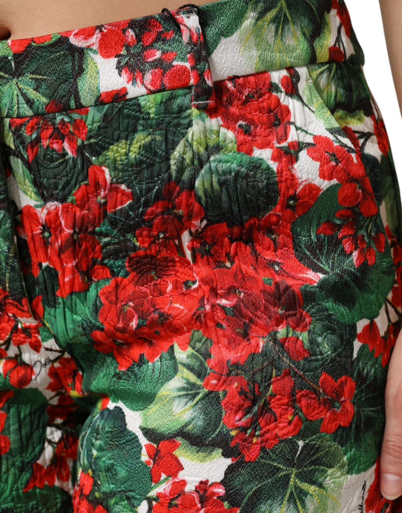 Multicolor Floral Print Cropped Pants Dolce & Gabbana