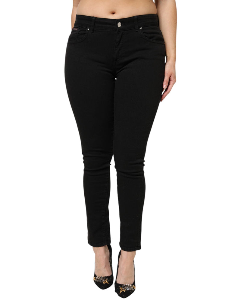 Black Cotton Mid Waist Denim Jeans Dolce & Gabbana