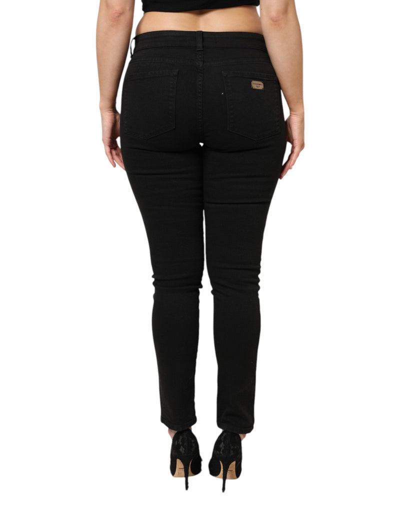 Black Cotton Mid Waist Denim Jeans Dolce & Gabbana