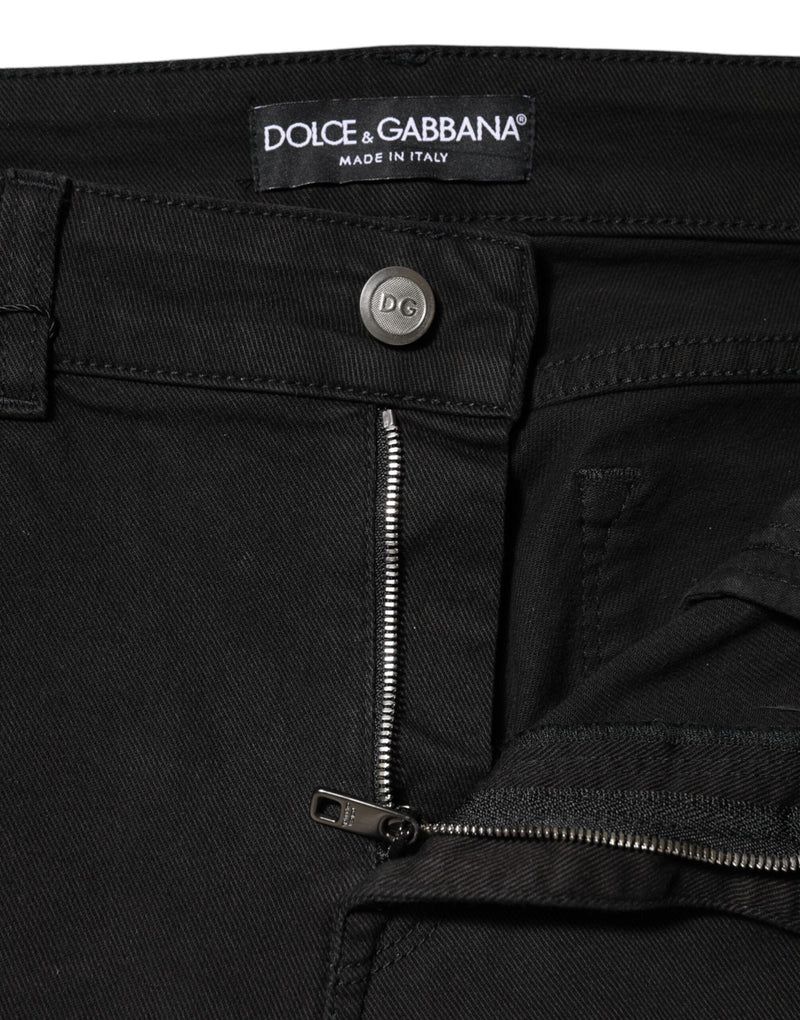 Black Cotton Mid Waist Denim Jeans Dolce & Gabbana