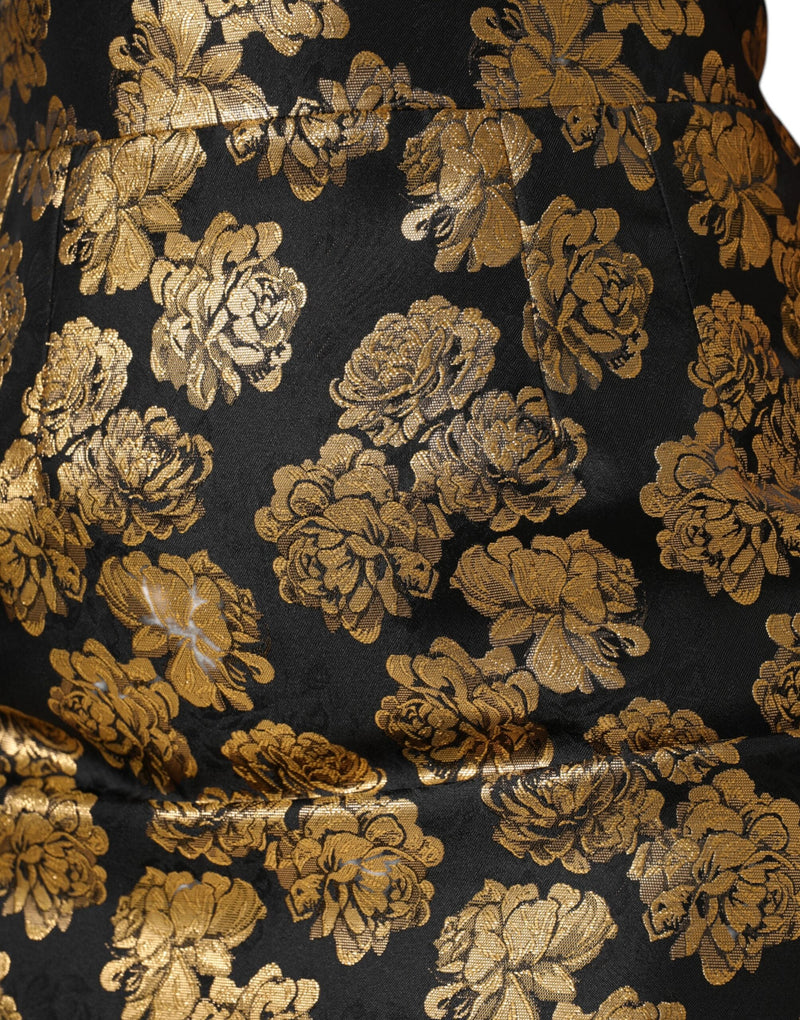 Black Gold Floral Print Jacquard Mini Skirt Dolce & Gabbana