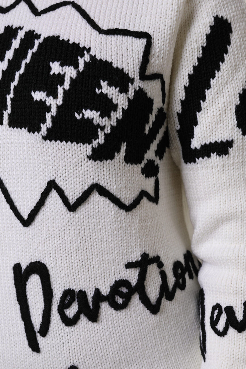 White Wool Knit Crew Neck Pullover Sweater Dolce & Gabbana