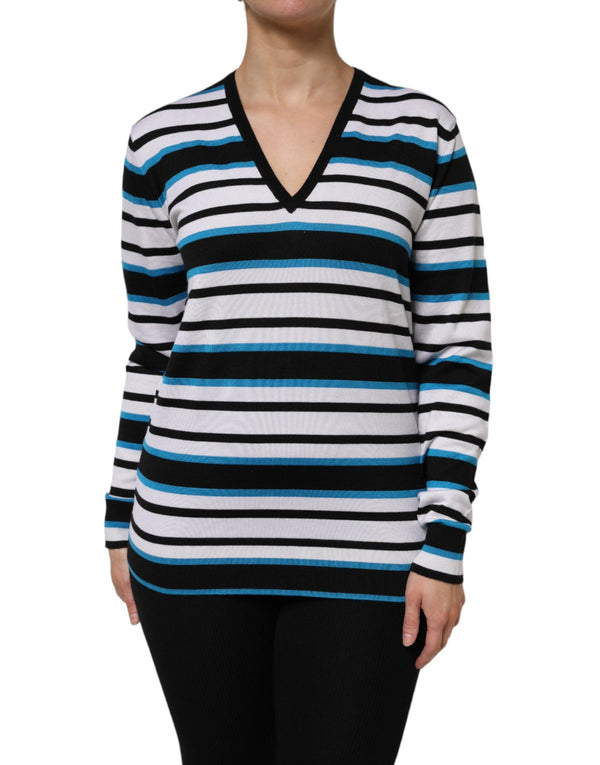 Multicolor Stripes Long Sleeves V-neck Top Dolce & Gabbana