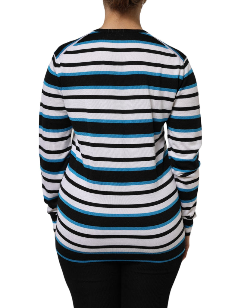 Multicolor Stripes Long Sleeves V-neck Top Dolce & Gabbana