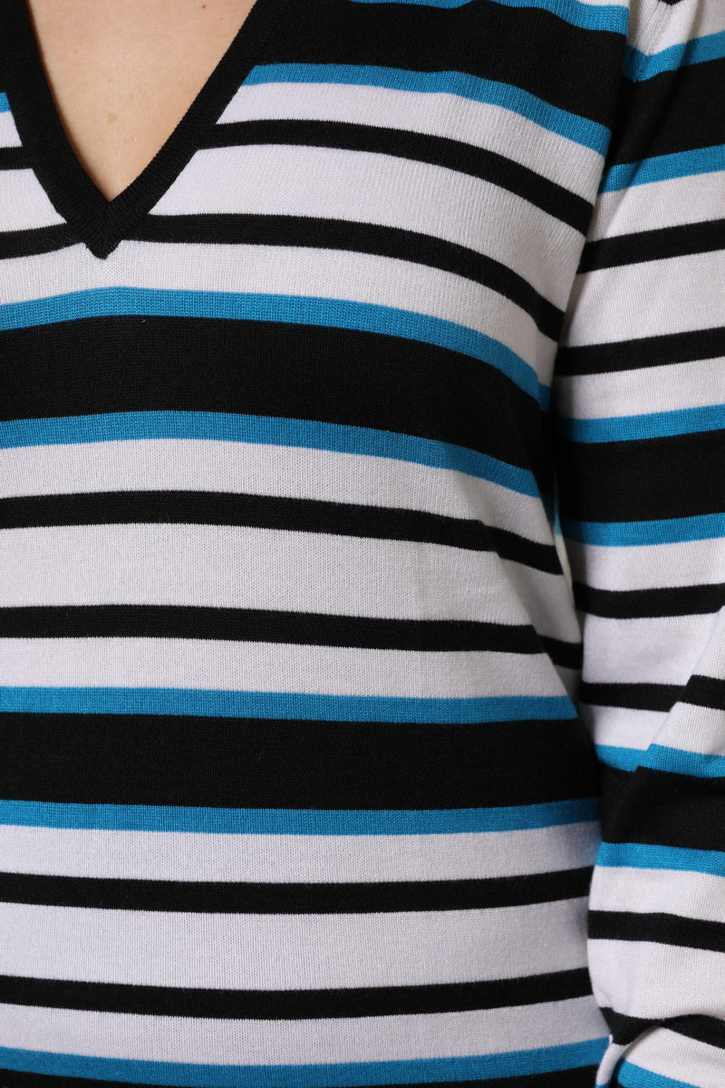 Multicolor Stripes Long Sleeves V-neck Top Dolce & Gabbana