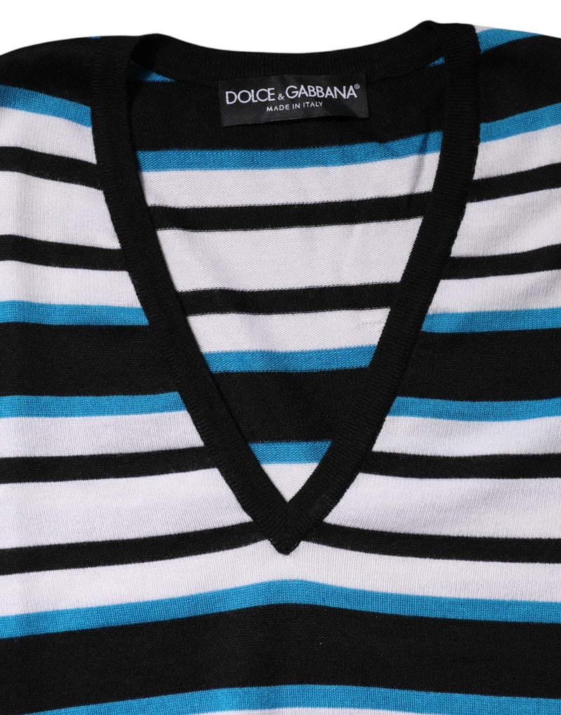 Multicolor Stripes Long Sleeves V-neck Top Dolce & Gabbana
