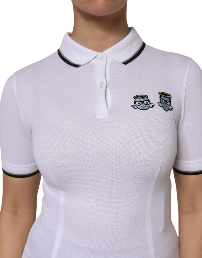 White Cotton Short Sleeves Collared Polo Top Dolce & Gabbana