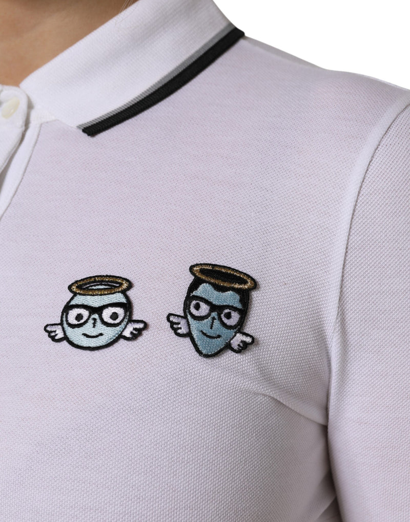 White Cotton Short Sleeves Collared Polo Top Dolce & Gabbana