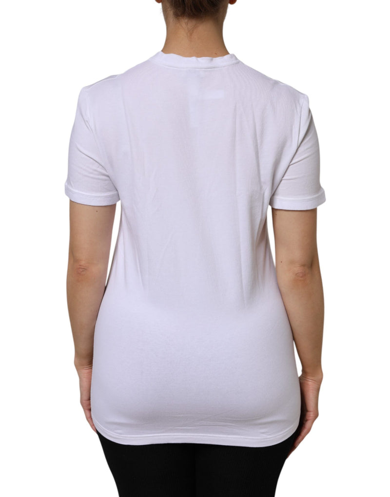 White Cotton Short Sleeves V-Neck Top T-shirt Dolce & Gabbana