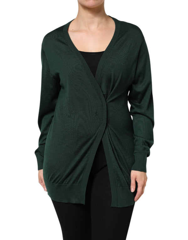 Dark Green Cashmere Silk Cardigan Sweater Dolce & Gabbana