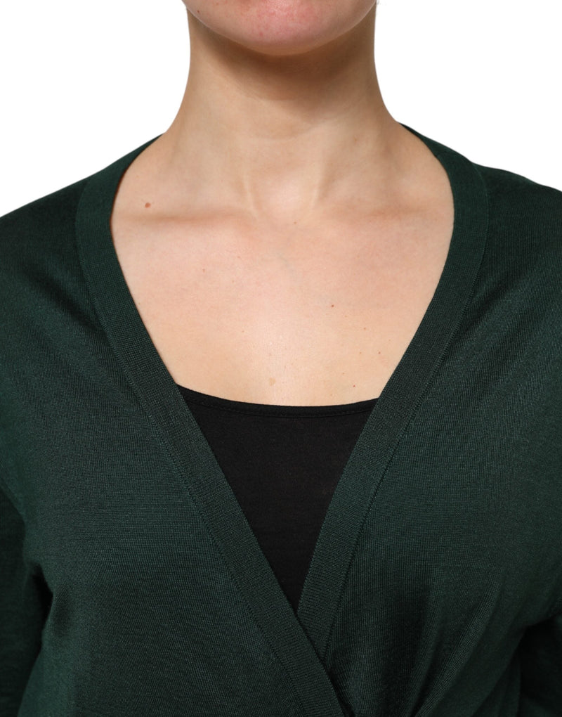 Dark Green Cashmere Silk Cardigan Sweater Dolce & Gabbana