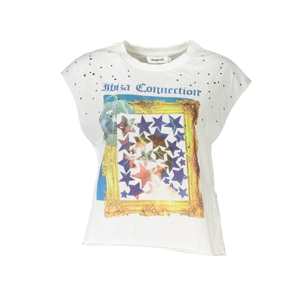 White Cotton Women TShirt Desigual