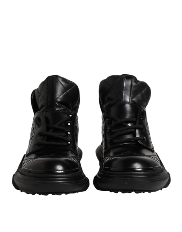 Black Leather Casual Mens Ankle Boots Shoes Dolce & Gabbana