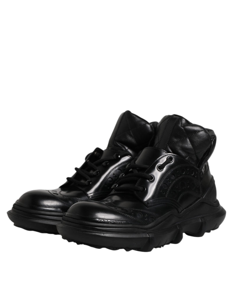 Black Leather Casual Mens Ankle Boots Shoes Dolce & Gabbana