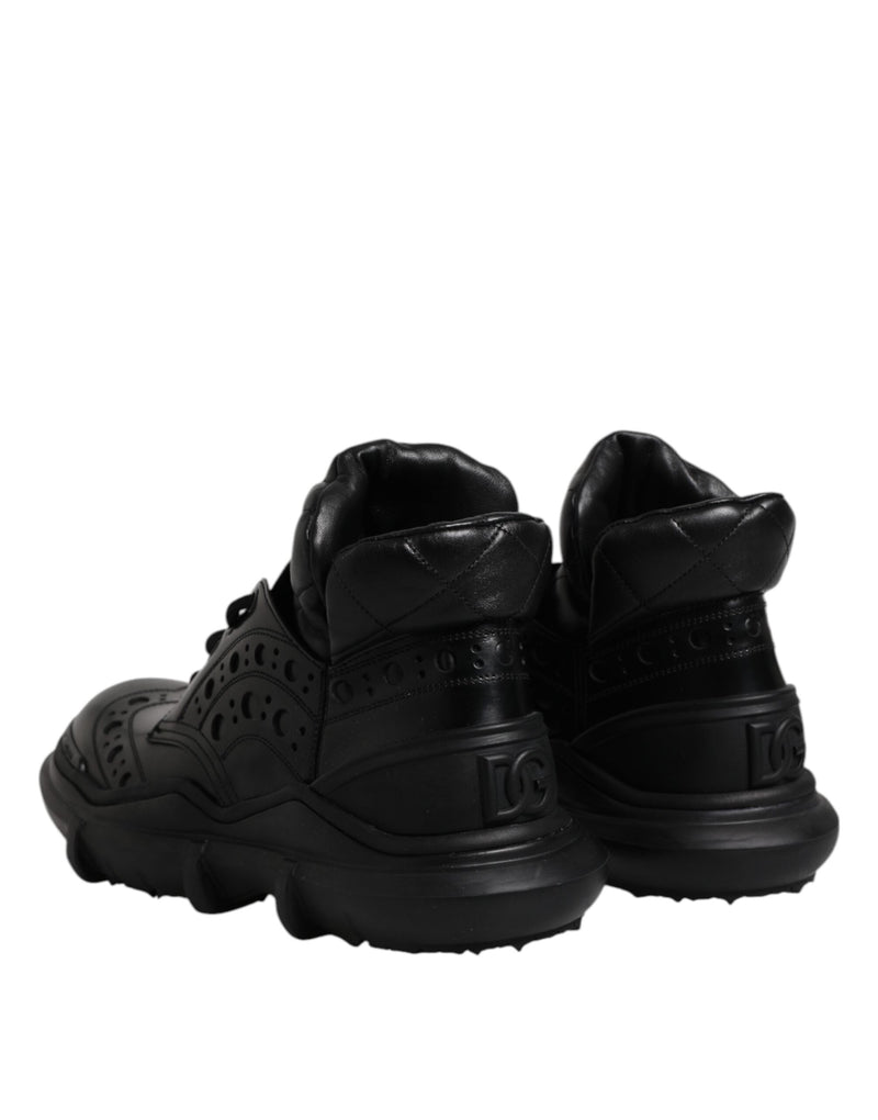 Black Leather Casual Mens Ankle Boots Shoes Dolce & Gabbana