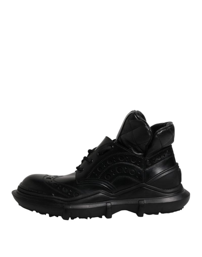 Black Leather Casual Mens Ankle Boots Shoes Dolce & Gabbana