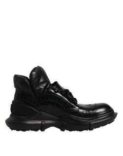 Black Leather Casual Mens Ankle Boots Shoes Dolce & Gabbana