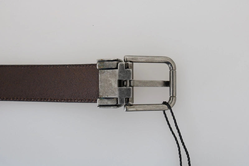 Blue Perforated Leather Gray Buckle Belt Dolce & Gabbana