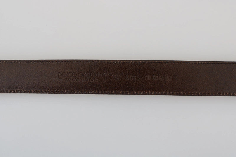 Blue Perforated Leather Gray Buckle Belt Dolce & Gabbana