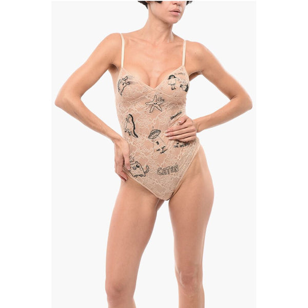 Lace Bodysuit with All-Over Embroideries Dsquared²