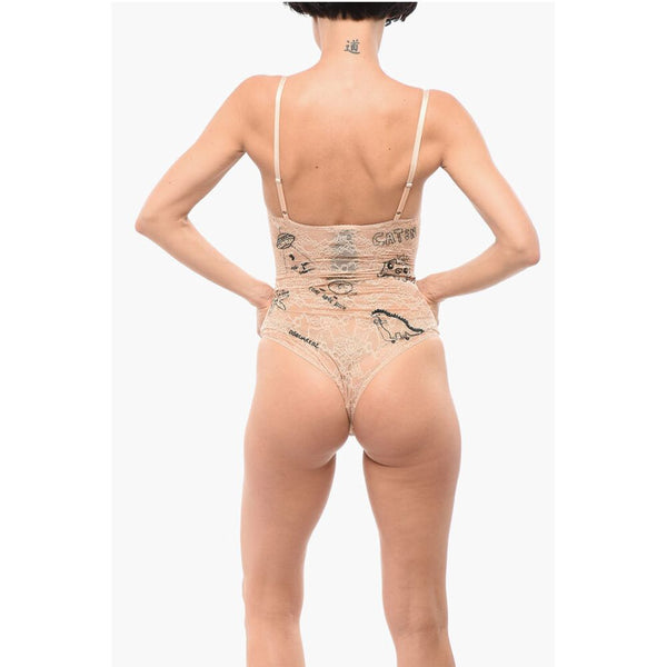 Lace Bodysuit with All-Over Embroideries Dsquared²