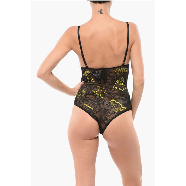 Lace Bodysuit with All-Over Embroideries Dsquared²
