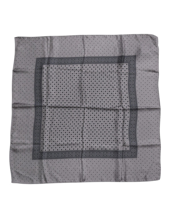 Gray Polka Dot Silk Square Men Foulard Scarf Dolce & Gabbana