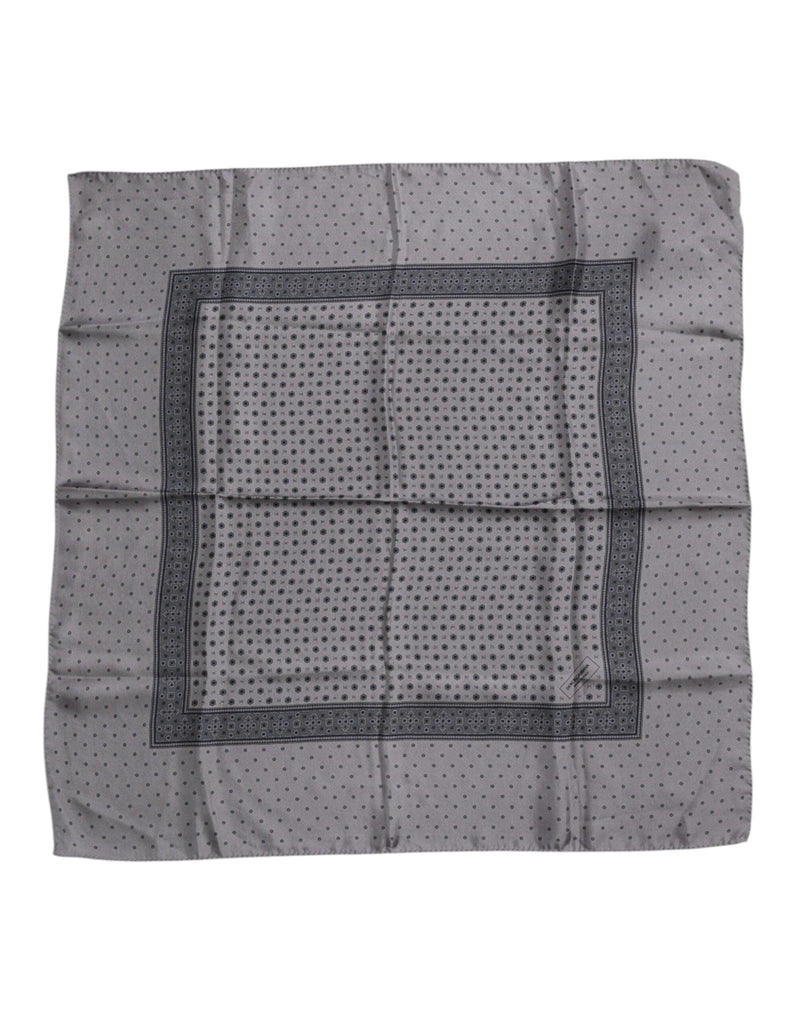 Gray Polka Dot Silk Square Men Foulard Scarf Dolce & Gabbana