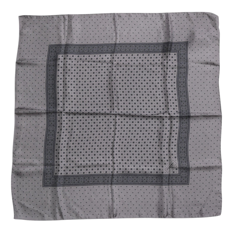 Gray Polka Dot Silk Square Men Foulard Scarf Dolce & Gabbana