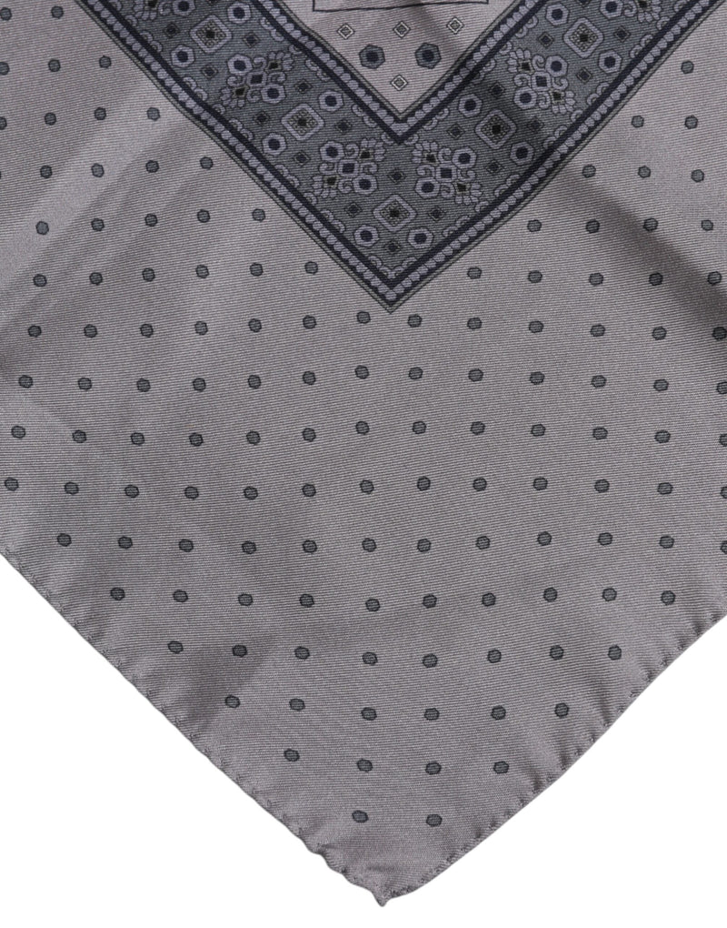 Gray Polka Dot Silk Square Men Foulard Scarf Dolce & Gabbana