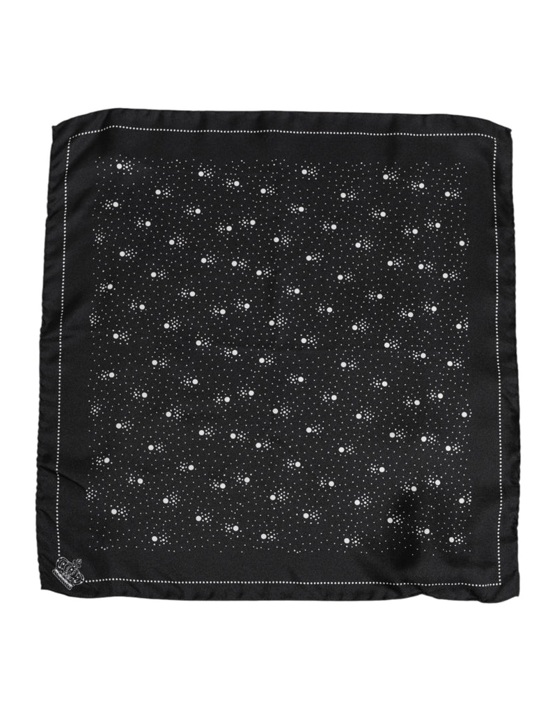 Black White Printed Square Men Foulard Scarf Dolce & Gabbana
