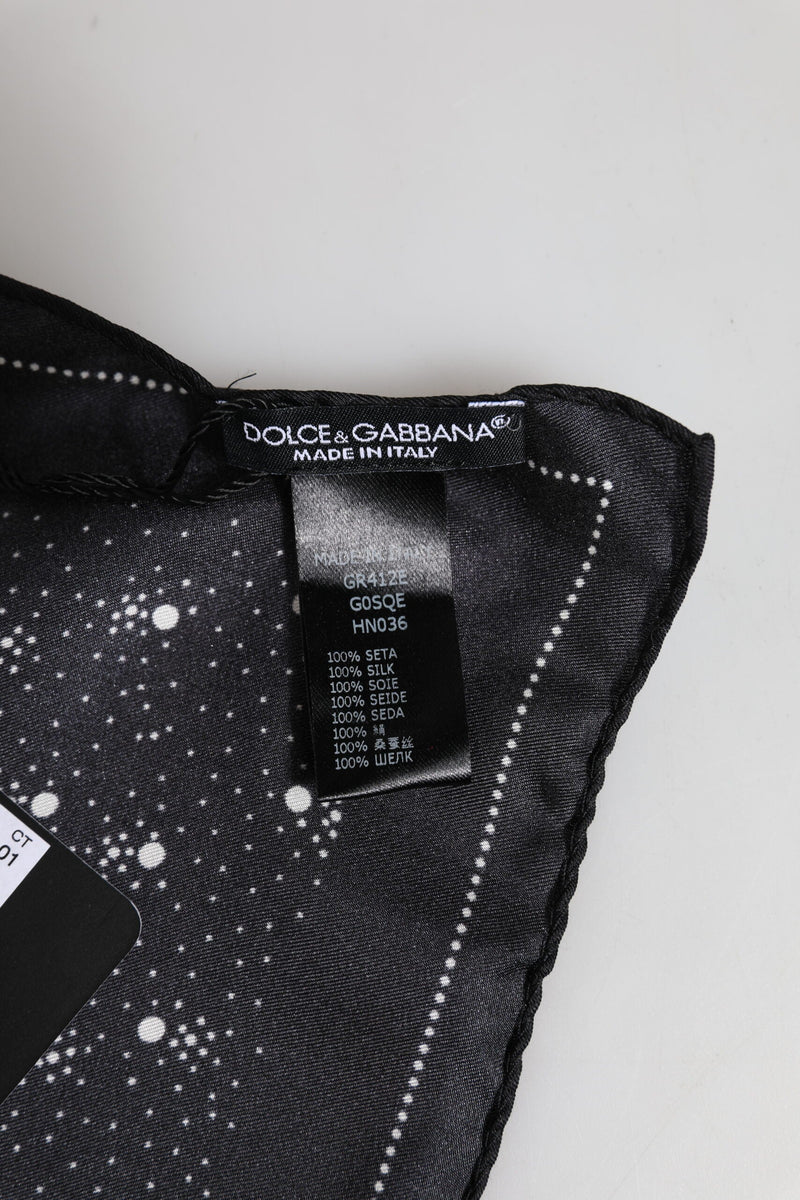 Black White Printed Square Men Foulard Scarf Dolce & Gabbana