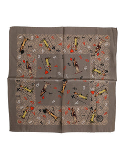 Brown Silk Printed Square Men Foulard Scarf Dolce & Gabbana