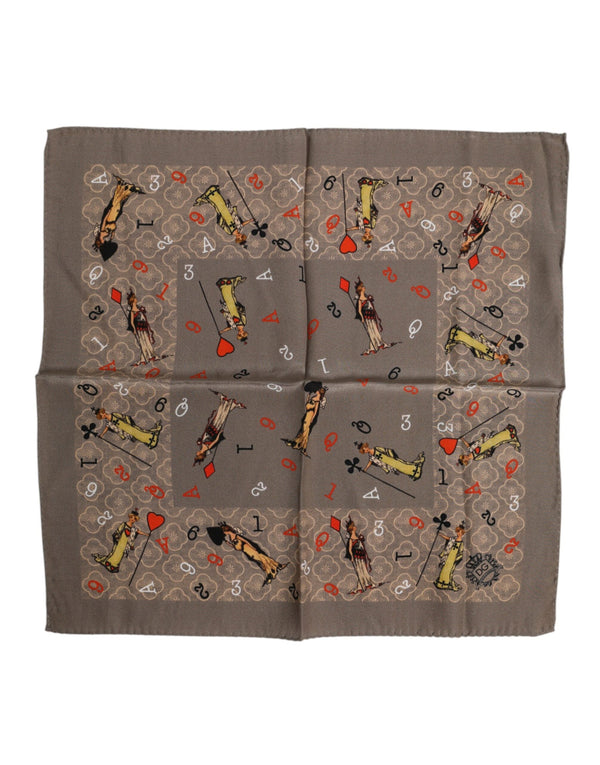 Brown Silk Printed Square Men Foulard Scarf Dolce & Gabbana