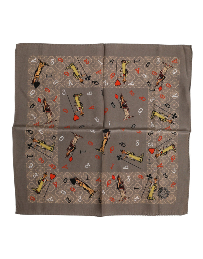 Brown Silk Printed Square Men Foulard Scarf Dolce & Gabbana