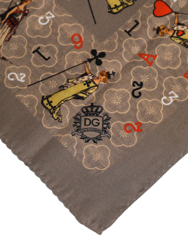 Brown Silk Printed Square Men Foulard Scarf Dolce & Gabbana