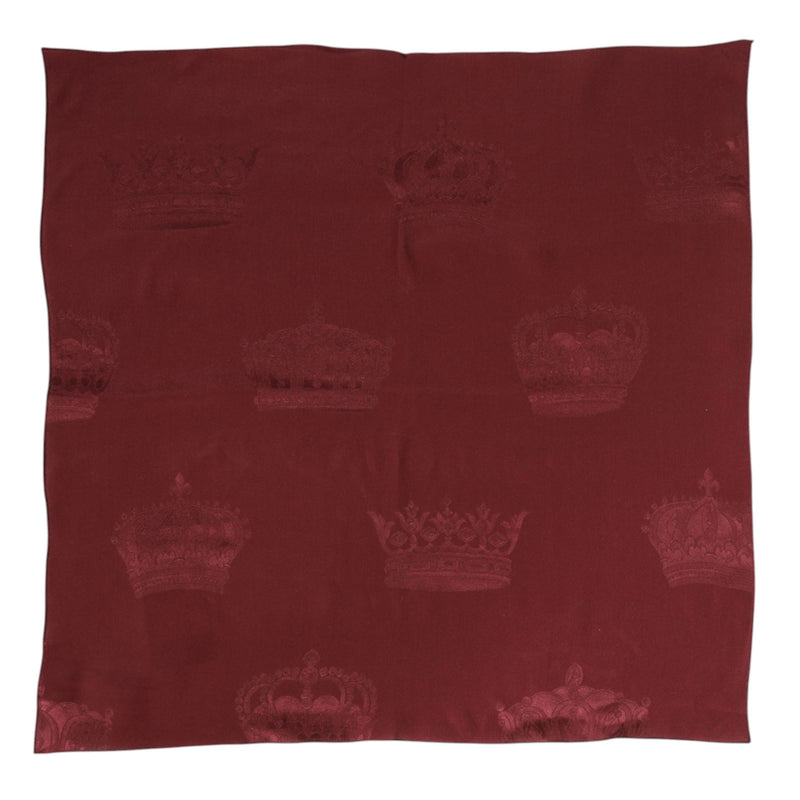 Maroon Silk Crown Square Men Foulard Scarf Dolce & Gabbana