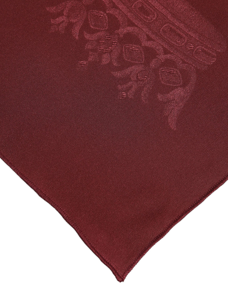 Maroon Silk Crown Square Men Foulard Scarf Dolce & Gabbana