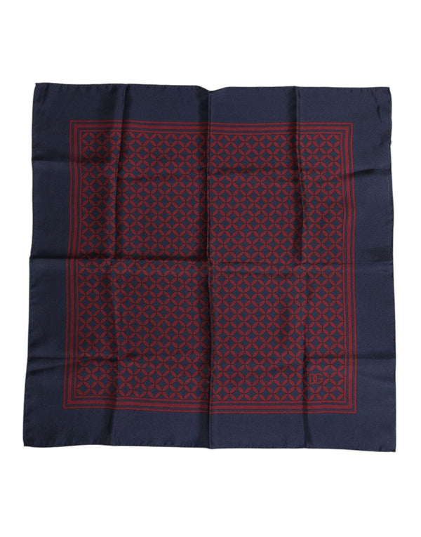 Red Blue Printed Silk Square Men Foulard Scarf Dolce & Gabbana