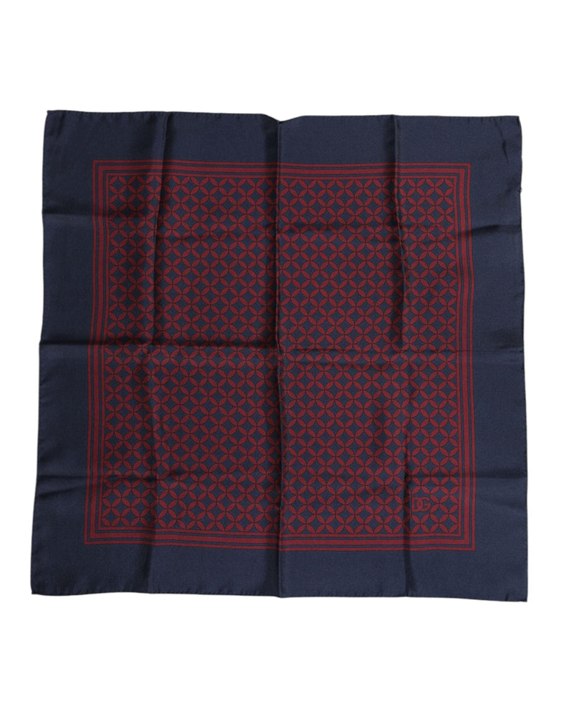 Red Blue Printed Silk Square Men Foulard Scarf Dolce & Gabbana