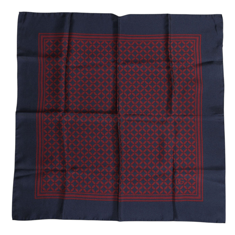 Red Blue Printed Silk Square Men Foulard Scarf Dolce & Gabbana