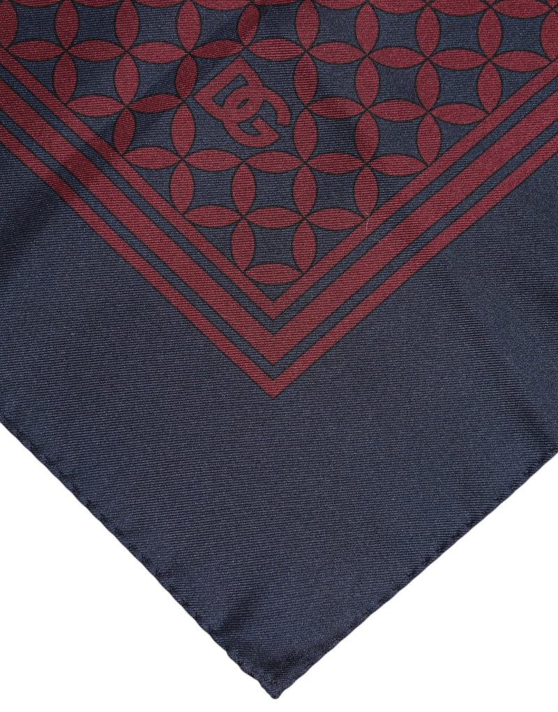 Red Blue Printed Silk Square Men Foulard Scarf Dolce & Gabbana