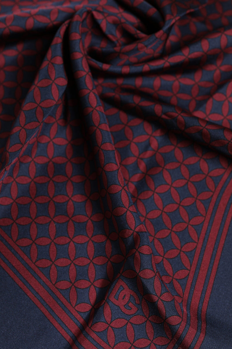 Red Blue Printed Silk Square Men Foulard Scarf Dolce & Gabbana