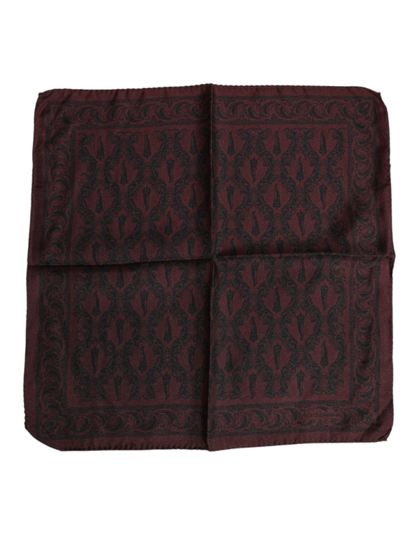 Maroon Black Printed Square Men Foulard Scarf Dolce & Gabbana