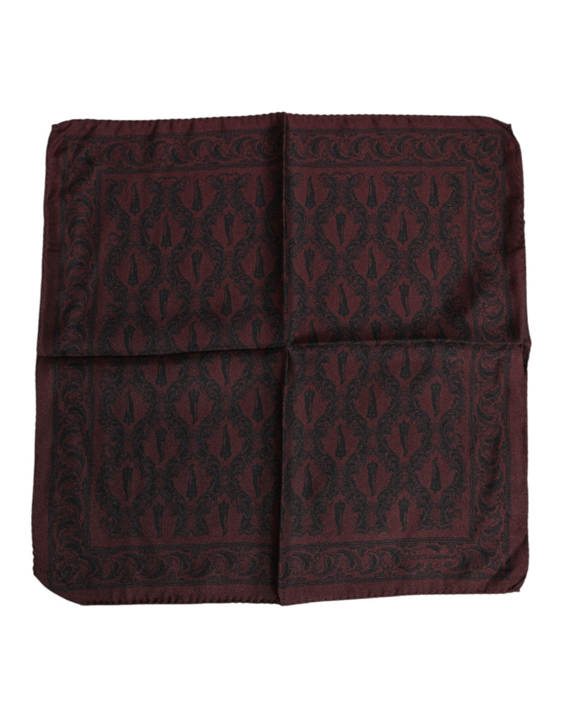 Maroon Black Printed Square Men Foulard Scarf Dolce & Gabbana