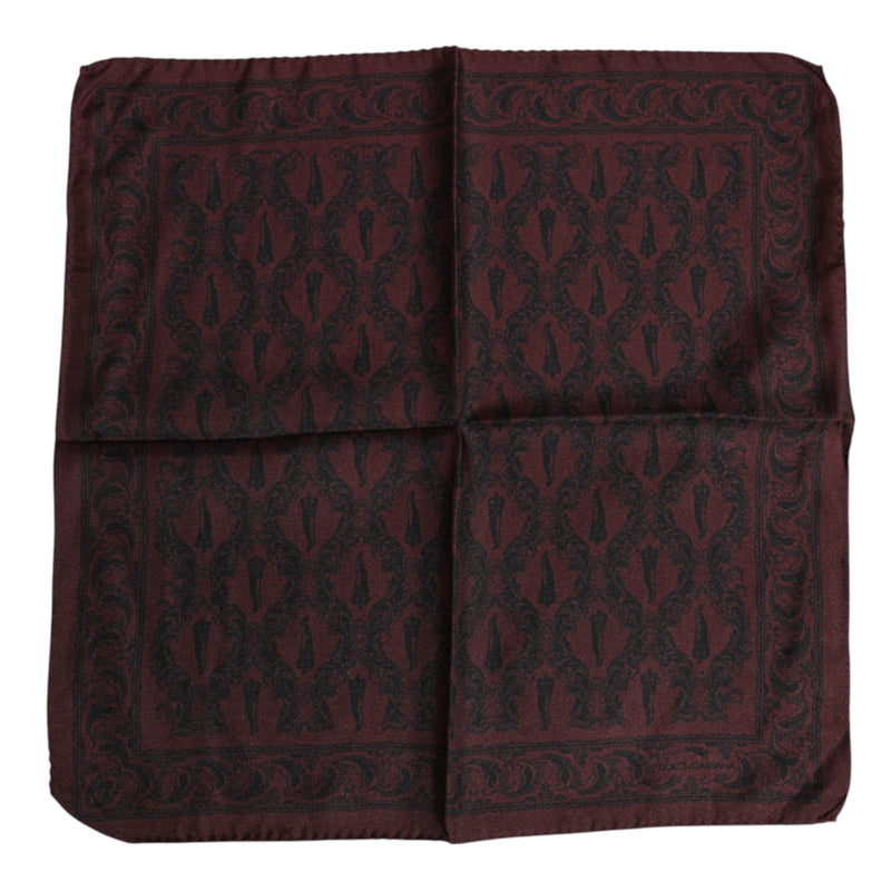Maroon Black Printed Square Men Foulard Scarf Dolce & Gabbana