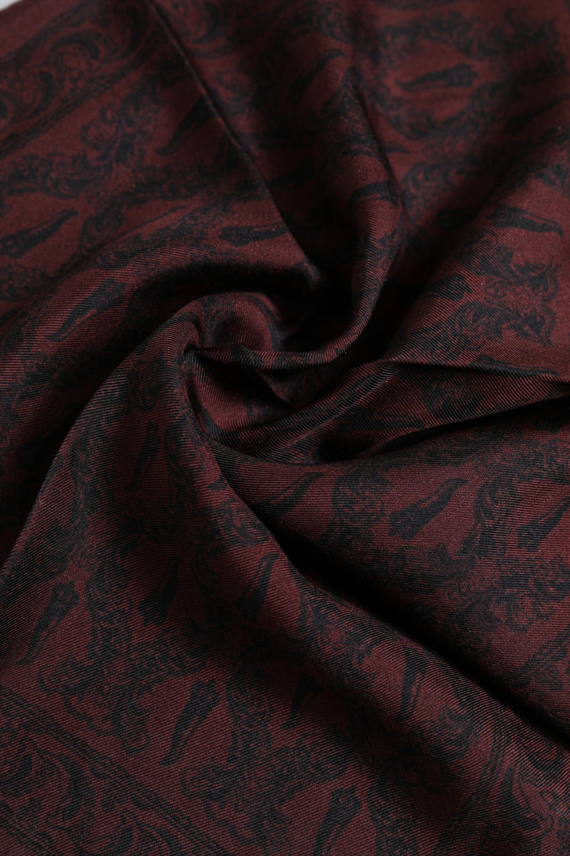 Maroon Black Printed Square Men Foulard Scarf Dolce & Gabbana