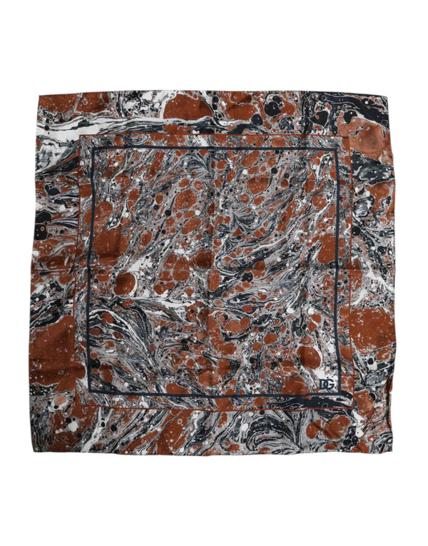 Multicolor Marble Silk Square Foulard Scarf Dolce & Gabbana