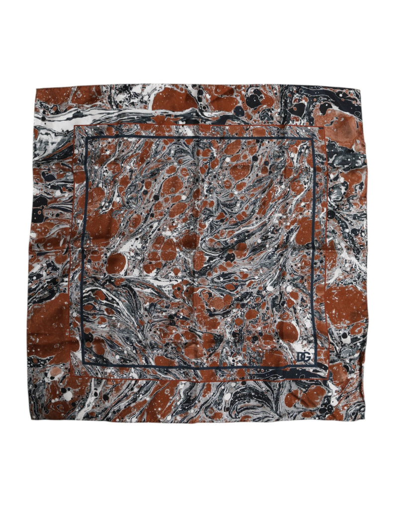 Multicolor Marble Silk Square Foulard Scarf Dolce & Gabbana