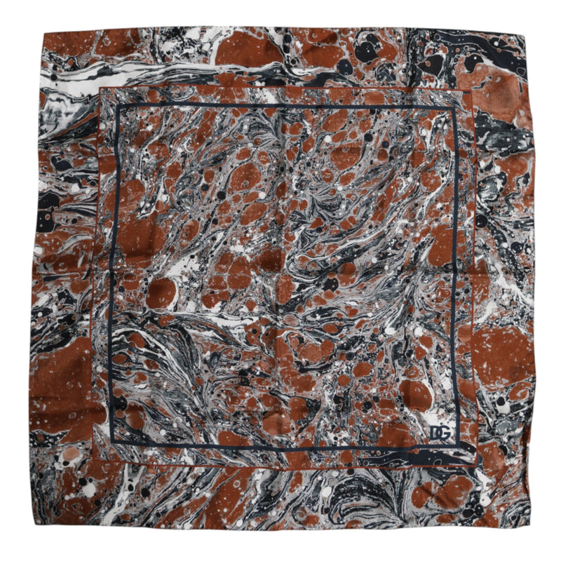 Multicolor Marble Silk Square Foulard Scarf Dolce & Gabbana